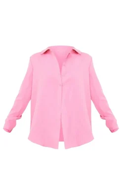 Candy Pink Long Sleeve Oversized Shirt