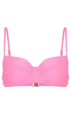 Candy Pink Mix & Match Push Up Cupped Bikini Top