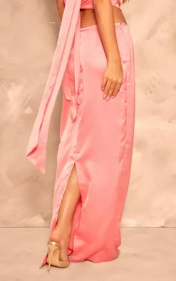 Candy Pink Satin Maxi Skirt