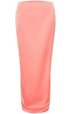 Candy Pink Satin Maxi Skirt