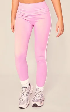Candy Pink Sculpt Contrast Detail High Waist Gym Leggings