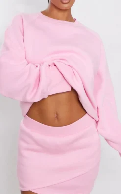 Candy Pink Wrap Sweat Mini Skirt