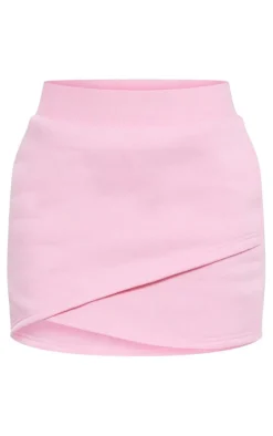 Candy Pink Wrap Sweat Mini Skirt