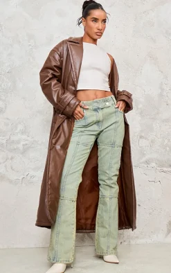 Cappuccino Coated Puffed Maxi Trench Coat