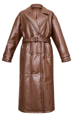Cappuccino Coated Puffed Maxi Trench Coat