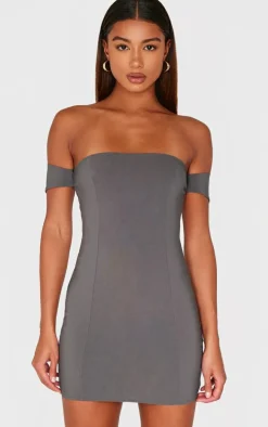 Charcoal Bardot Bengaline Bodycon Dress