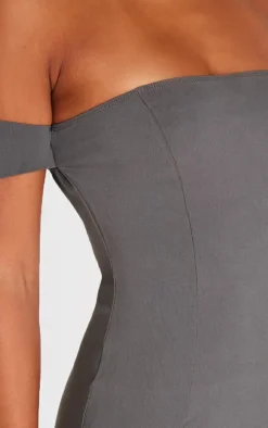 Charcoal Bardot Bengaline Bodycon Dress