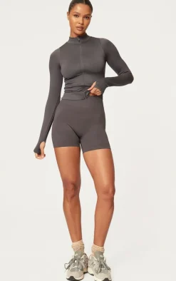 Charcoal Basic Seamless Booty Shorts