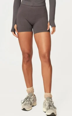 Charcoal Basic Seamless Booty Shorts