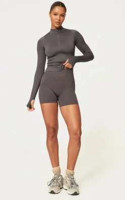 Charcoal Basic Seamless Jacket