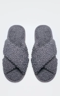 Charcoal Borg Cross Over Slippers