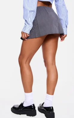 Charcoal Box Pleat Woven Tailored Mini Skirt