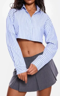 Charcoal Box Pleat Woven Tailored Mini Skirt