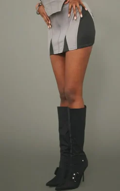 Charcoal Cargo Contrast Panel Micro Mini Skirt