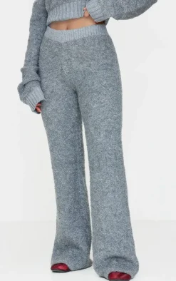 Charcoal Contrast Textured Knit Pants