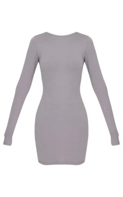 Charcoal Cotton Tie Scoop Back Mini Dress