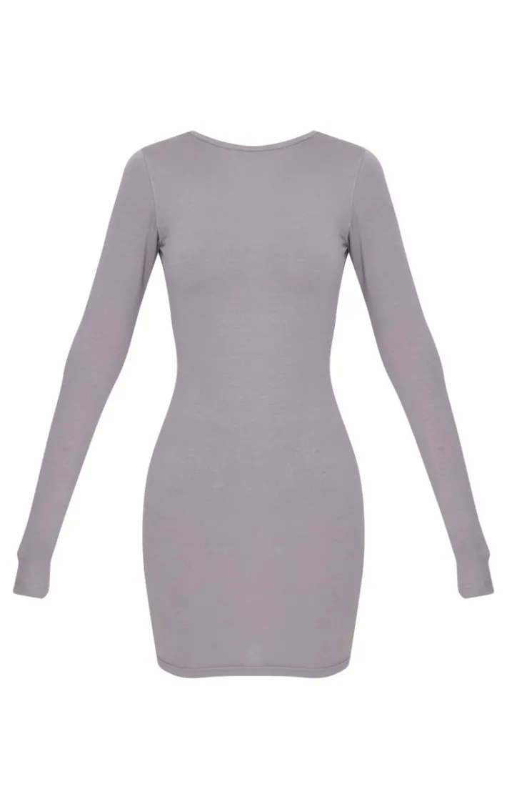 Charcoal Cotton Tie Scoop Back Mini Dress