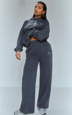 Charcoal Cotton Wide Leg Sweatpants