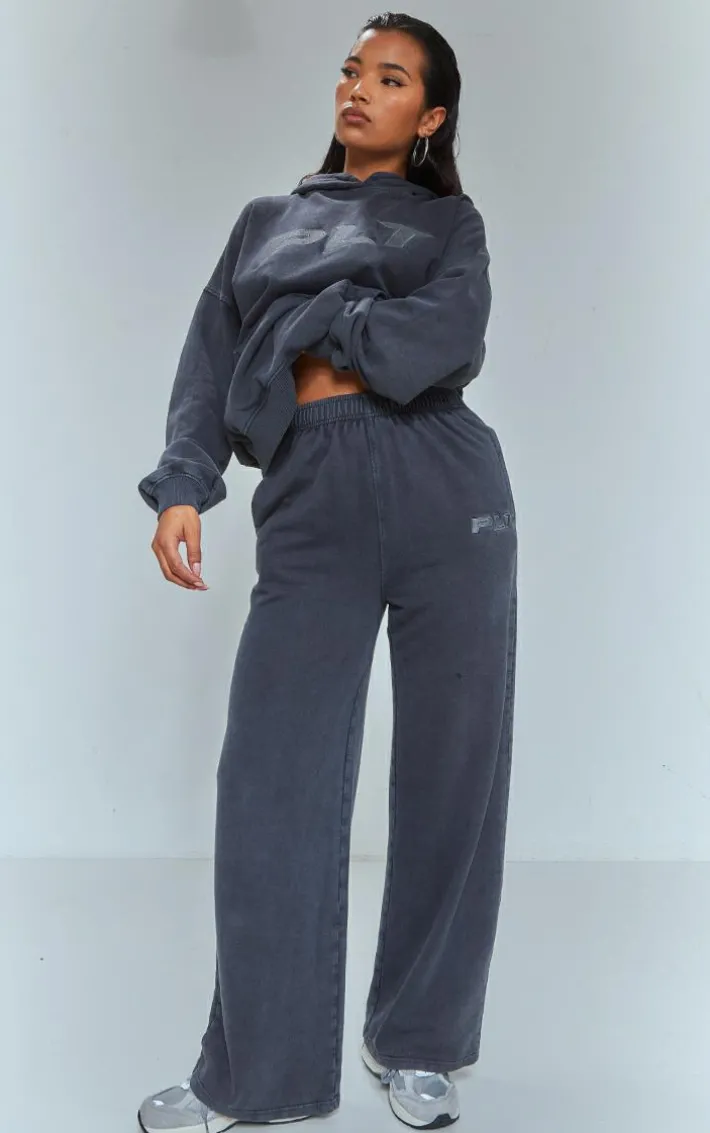 Charcoal Cotton Wide Leg Sweatpants