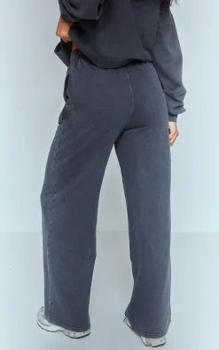 Charcoal Cotton Wide Leg Sweatpants