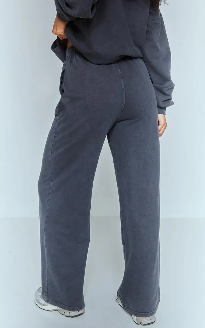 Charcoal Cotton Wide Leg Sweatpants