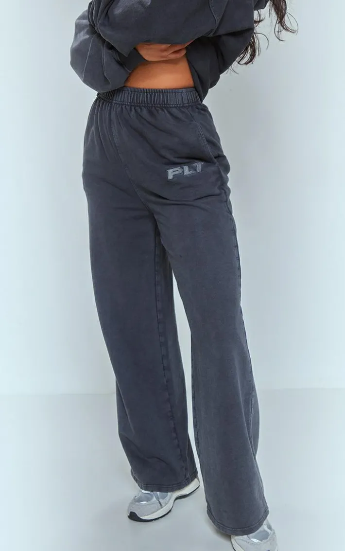 Charcoal Cotton Wide Leg Sweatpants