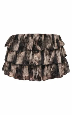 Charcoal Devore Mesh Ruffle Bloomer Shorts