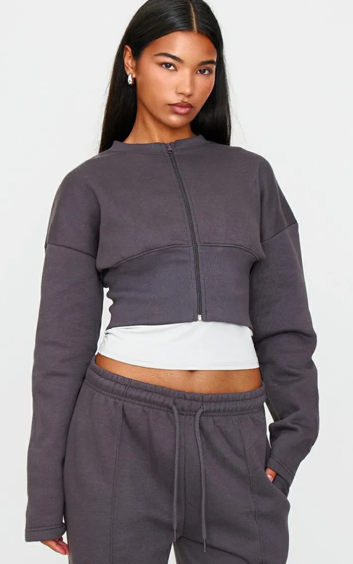 Charcoal Extreme Cinched Waist Sweatshirt