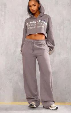 Charcoal Graphic Oversized Wide Leg Sweatpants