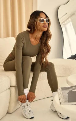 Charcoal Green Snatched Sculpt Leggings