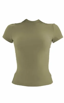 Charcoal Green Snatched Sculpt Short Sleeve T Shirt