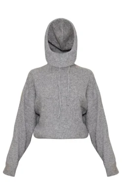 Charcoal Grey Luxe Knit Sweater & Hood