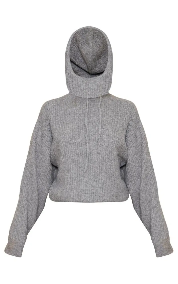 Charcoal Grey Luxe Knit Sweater & Hood
