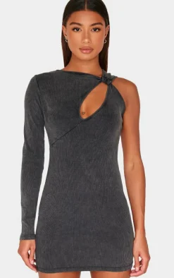 Charcoal Grey One Shoulder Maxi Dress