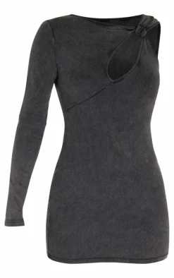 Charcoal Grey One Shoulder Maxi Dress