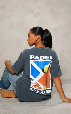 Charcoal Grey Padel Club Oversized T Shirt
