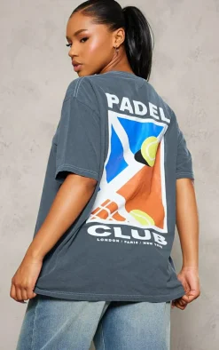 Charcoal Grey Padel Club Oversized T Shirt
