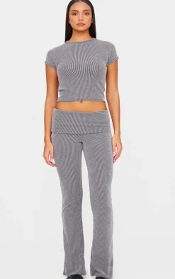 Charcoal Grey Two Tone Crinkle Rib T-shirt