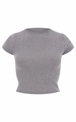 Charcoal Grey Two Tone Crinkle Rib T-shirt