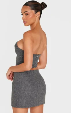 Charcoal Herringbone Corset Top