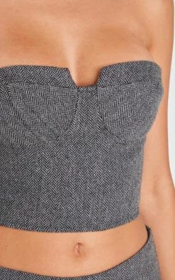Charcoal Herringbone Corset Top
