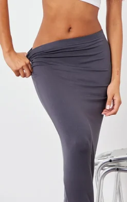 Charcoal Jersey Low Rise Maxi Skirt