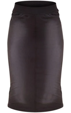 Charcoal Jersey Washed Binding Detail Midi Skirt