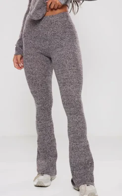 Charcoal Marl Knit Wide Leg Pants