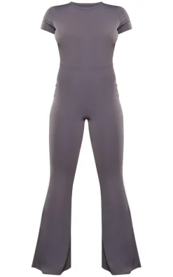 Charcoal Matte Sculpt Short Sleeve Jumpsuit