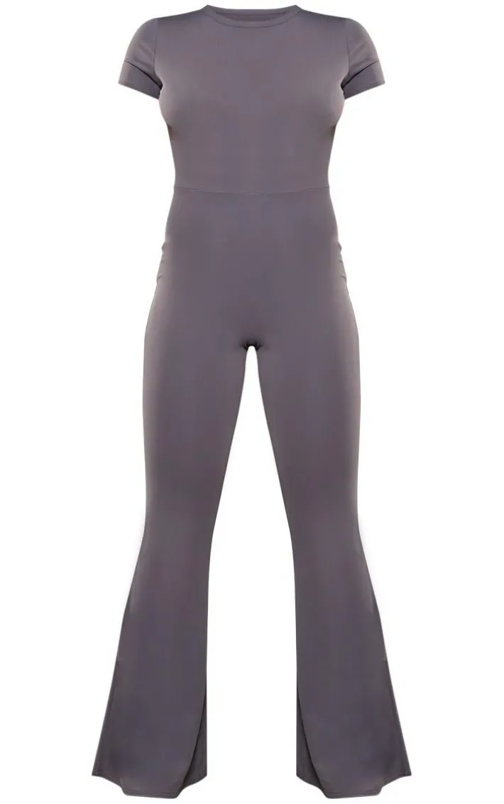 Charcoal Matte Sculpt Short Sleeve Jumpsuit