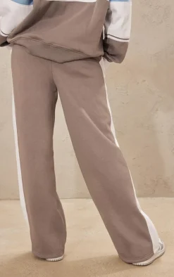 Charcoal Montreal Embroidered Panelled Wide Leg Sweatpants