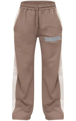 Charcoal Montreal Embroidered Panelled Wide Leg Sweatpants