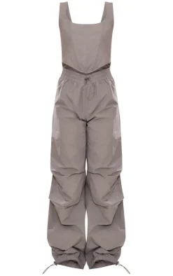 Charcoal Parachute Utility Corset Detail Jumpsuit