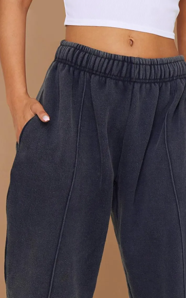 Charcoal Pintuck Detail Oversized Sweatpants
